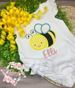 Sweet bee on a ruffled butt romper