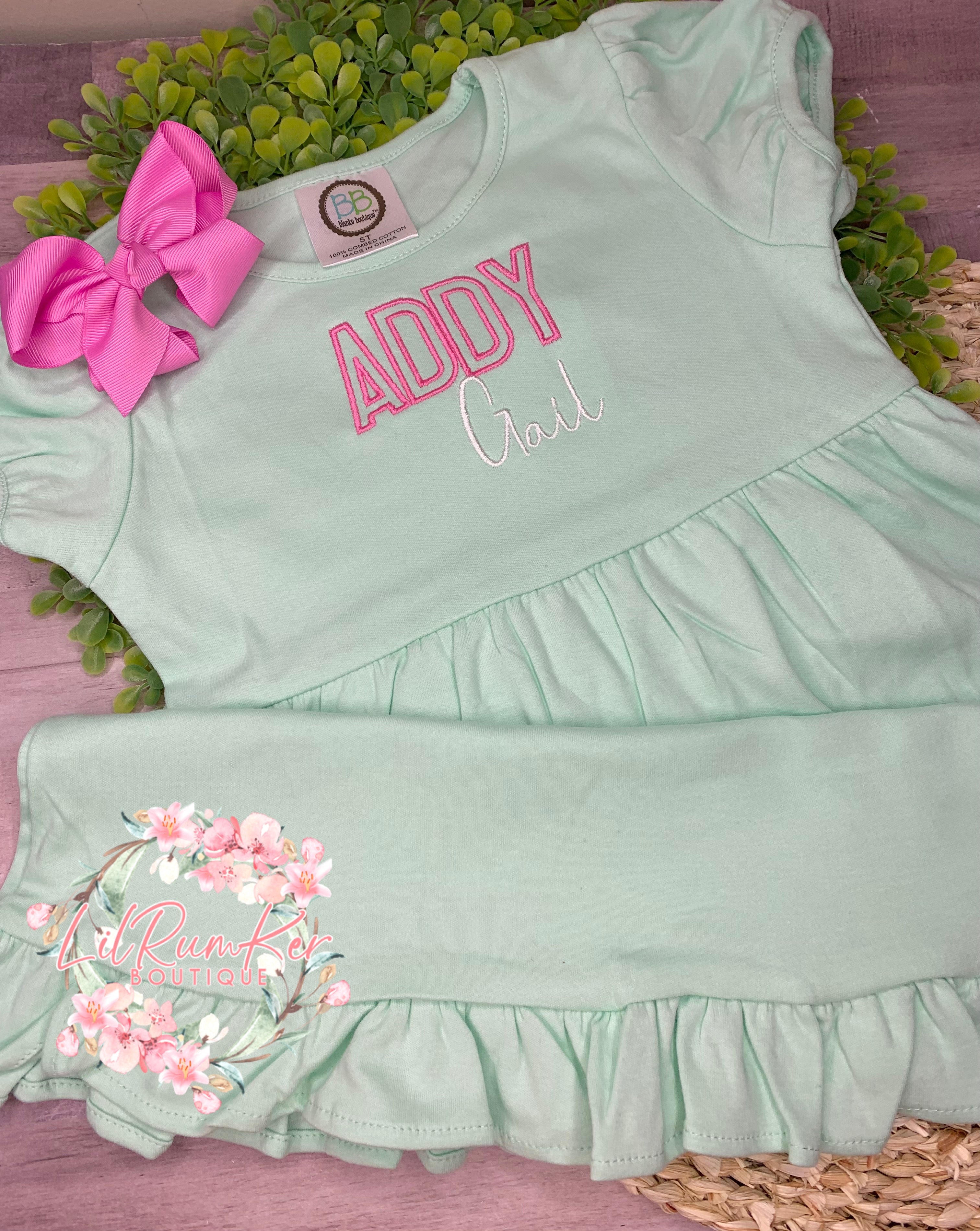 Simple name on mint dress