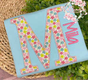 Spring Floral Initial w/ Name