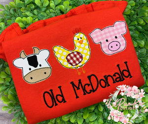 Farm trio on red (Can be personalized)