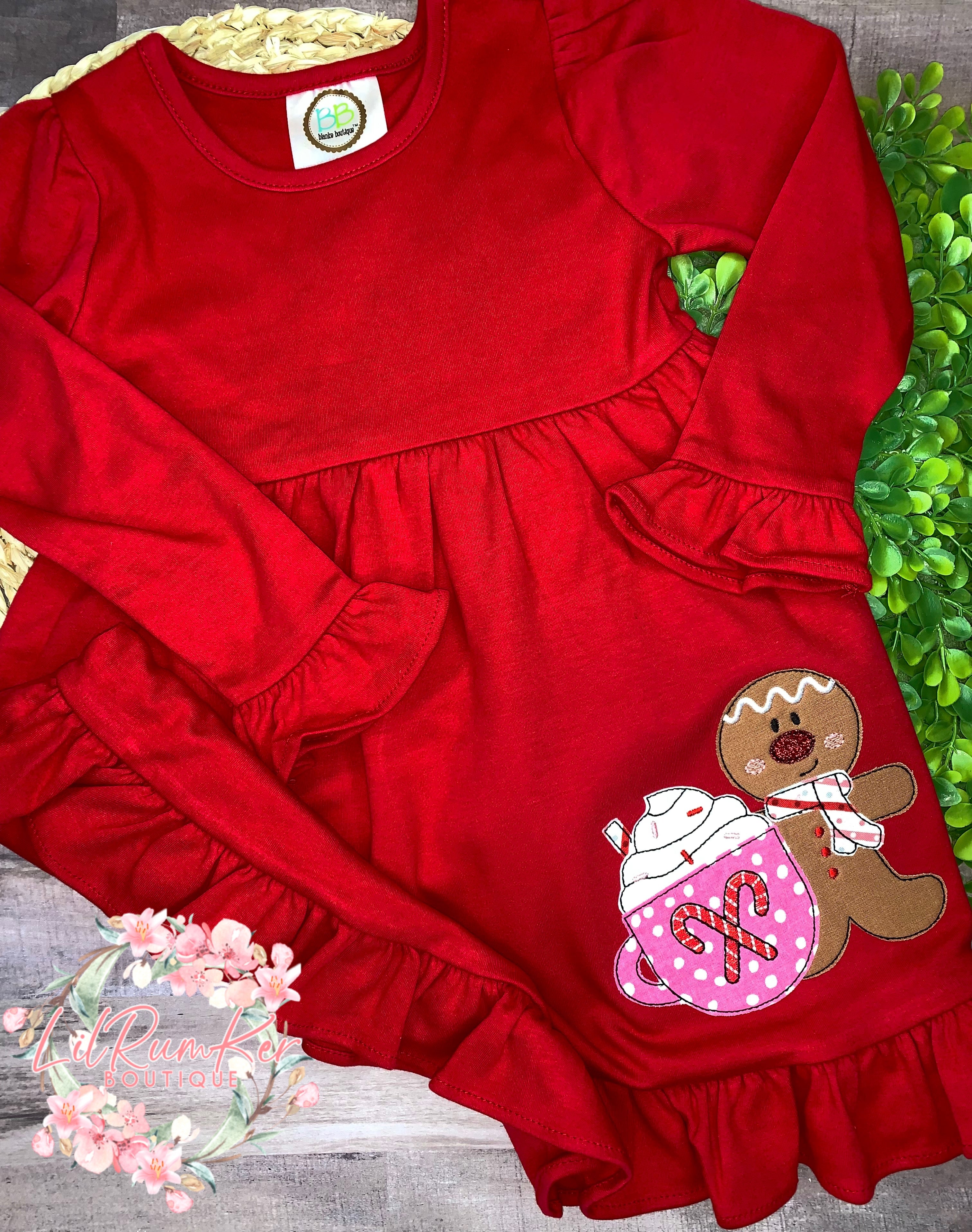 Gingerbread man hot cocoa dress (can be personalized)