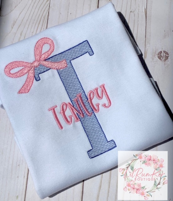 Personalized Initial With bow Shirt
