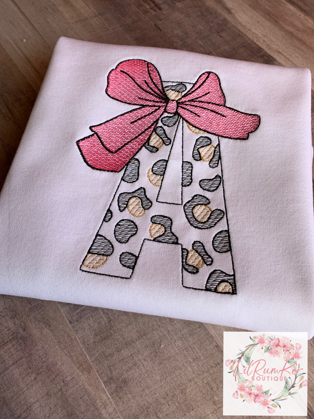 Cheetah initial with pink bow