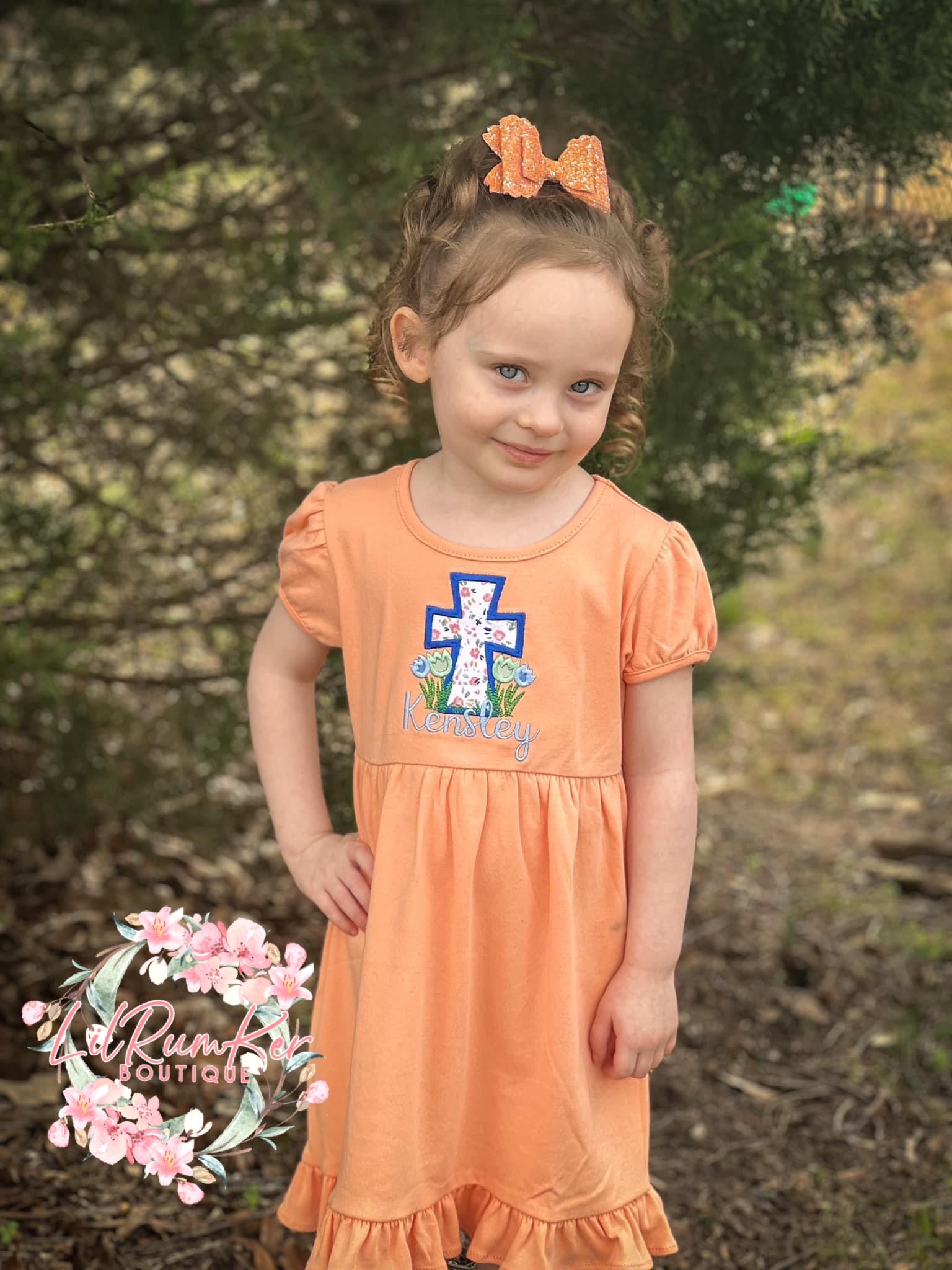 Flowers Cross Peach Dress
