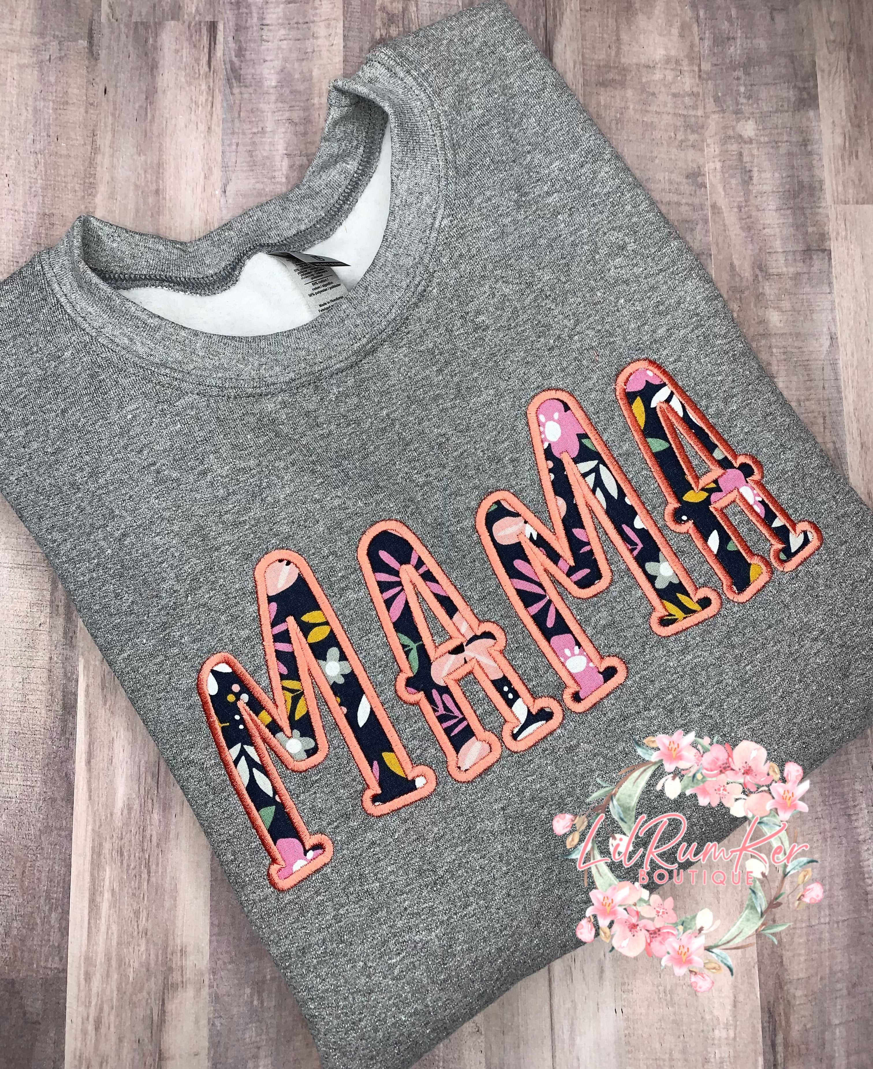 Coral/navy floral mama sweatshirt or shirt