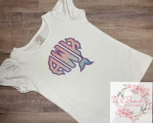 Mermaid scalloped monogram shirt