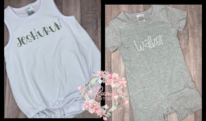 Boy monogrammed rompers
