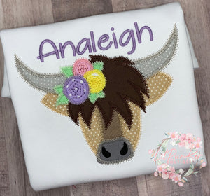 Highland cow w/floral